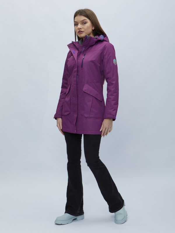 Purple hooded parka for women 551996F